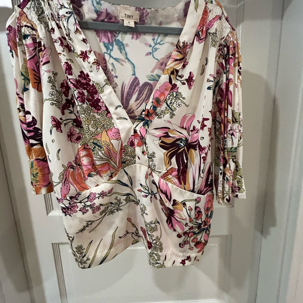 Anthropologie Floral V-Neck Top